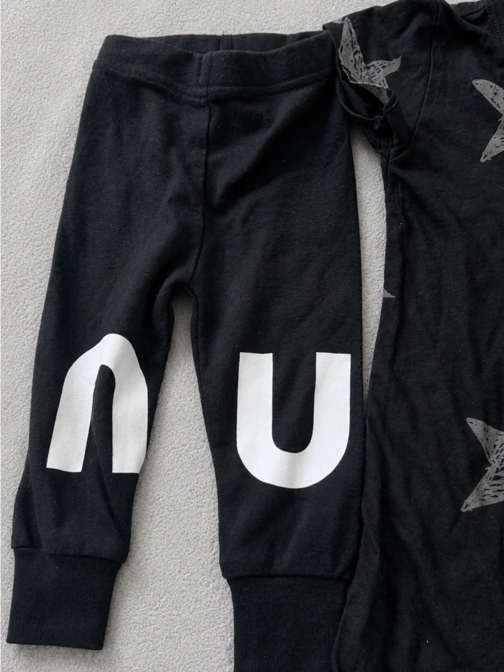 NUNUNU Black Star Print One-Piece with Black Leggings